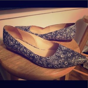 Cole Haan Blue Snake Print Pointe Toe Flats